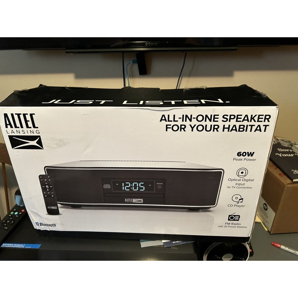 Altec Lansing All-in-One Speaker FM Radio, CD Player, Digital Clock Black